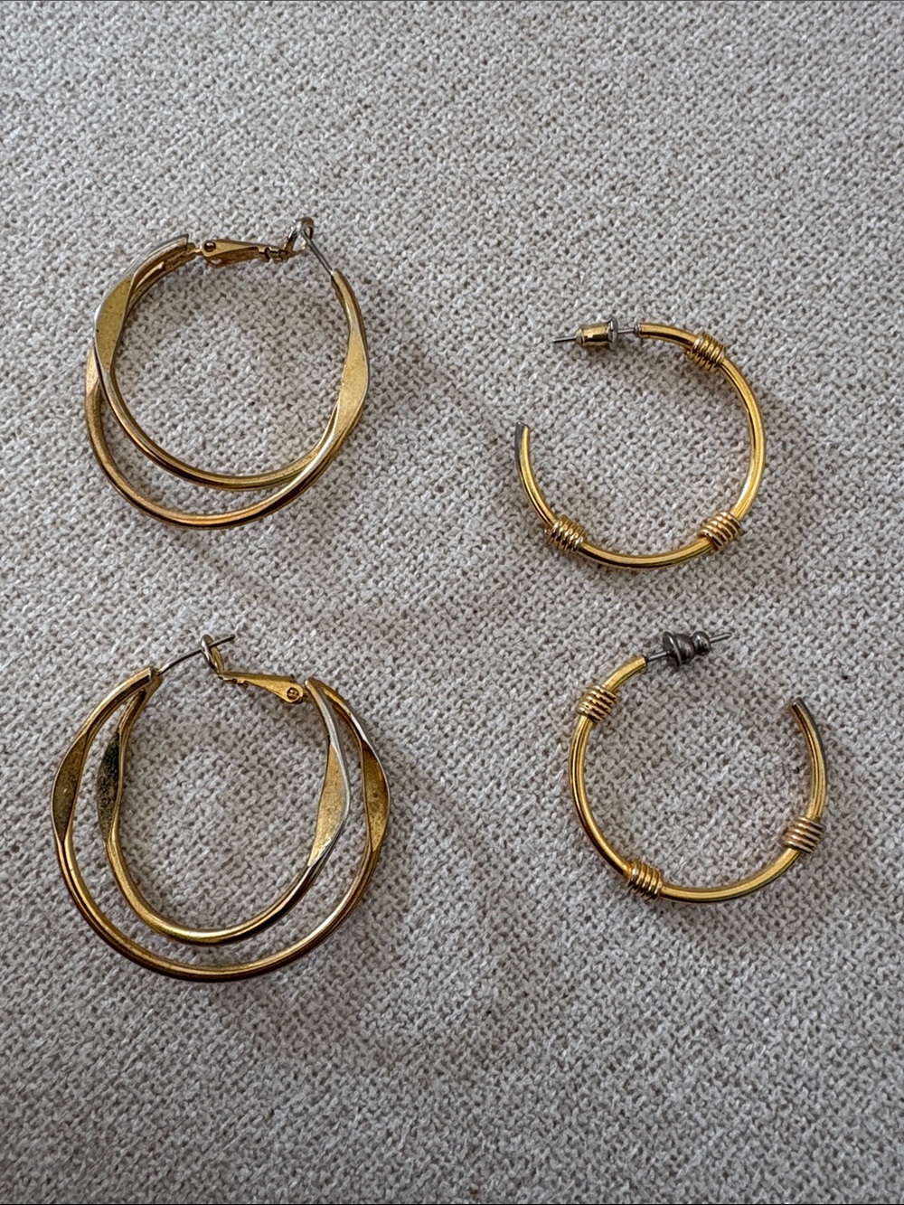 Vintage gold tone Hoop Earrings Set - Classic Women’s Jewelry